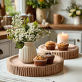 Fluted Wooden Display Trays, Set of Two